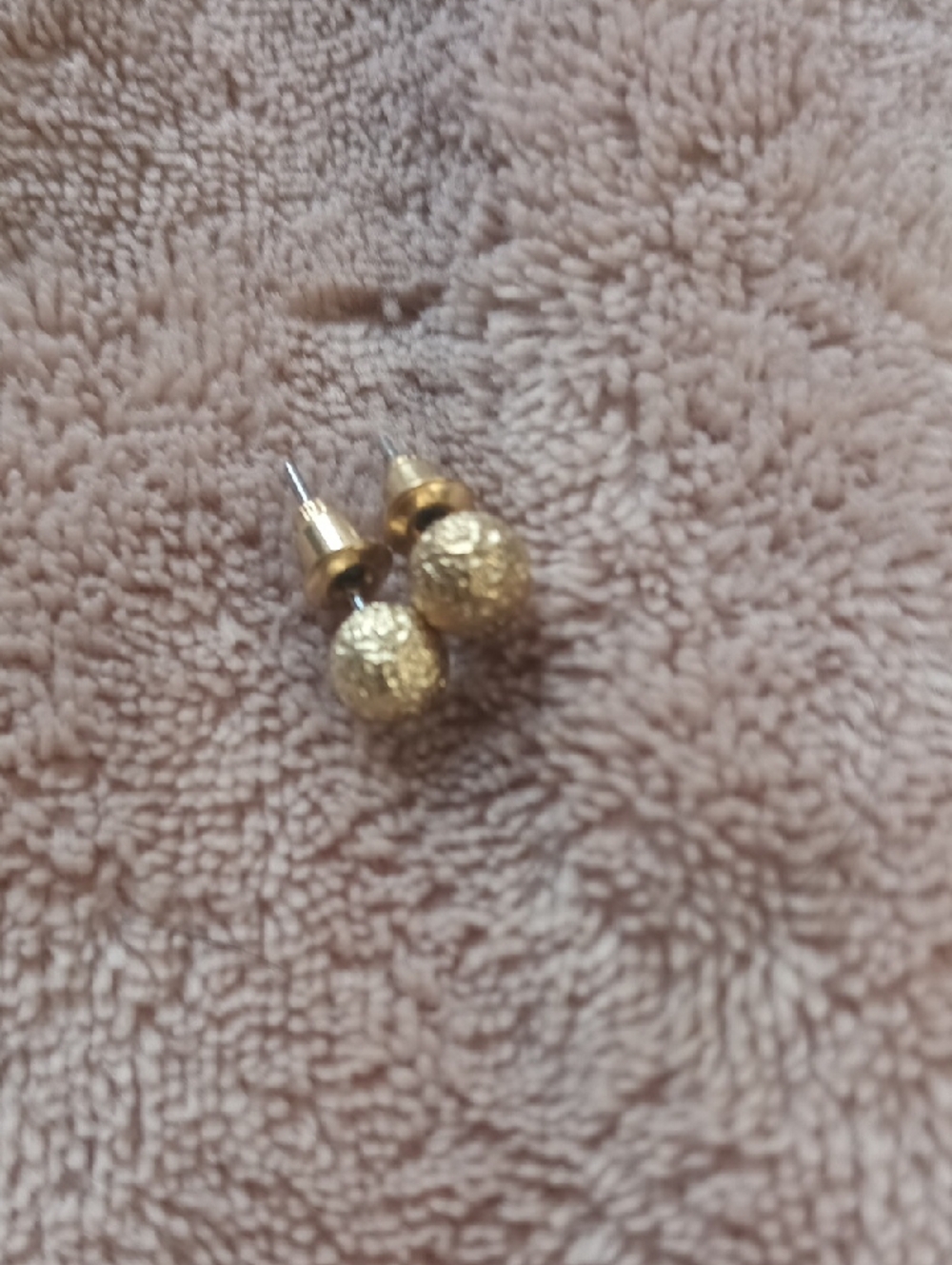 Gold Tone Textured Ball Stud Earrings - 1 Pair